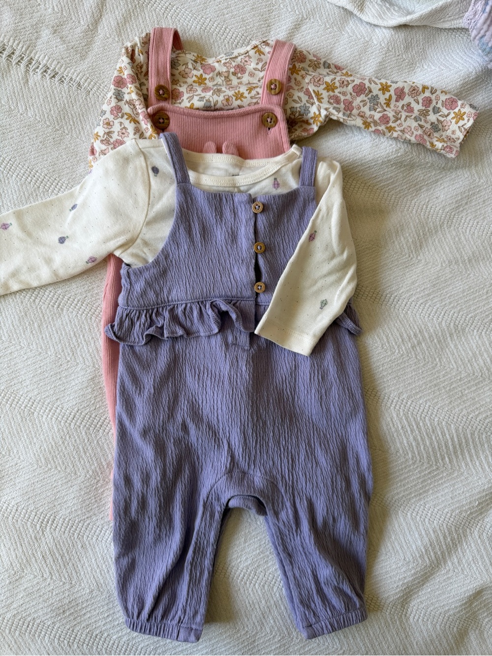 Carter’s Baby Girls Lavender and Pink Ruffle Overall Set